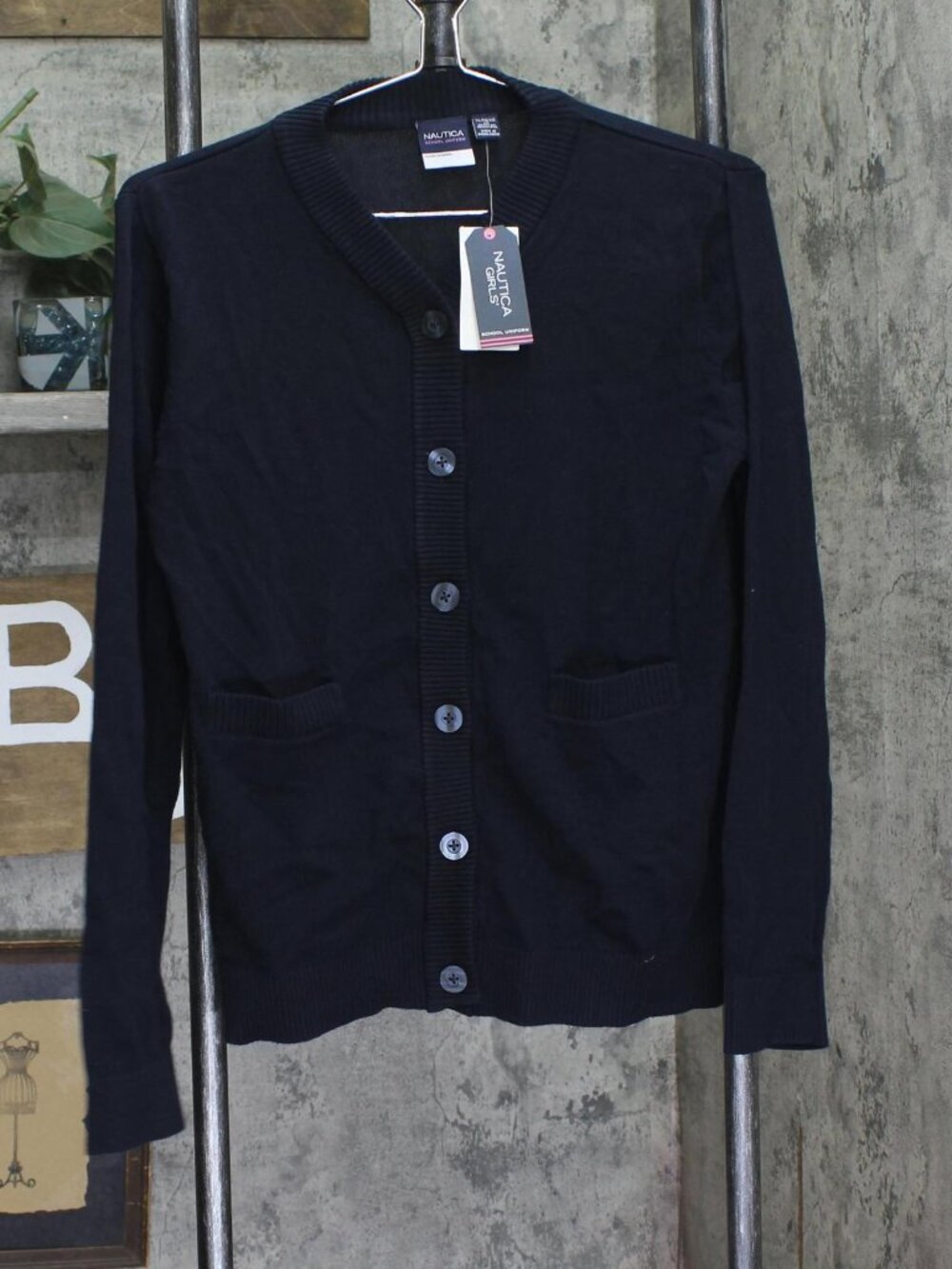 NWT Nautica Big Girls Solid Button Front Cardigan NUFIF00S-414 Navy Blue XL (16) - Picture 3 of 7
